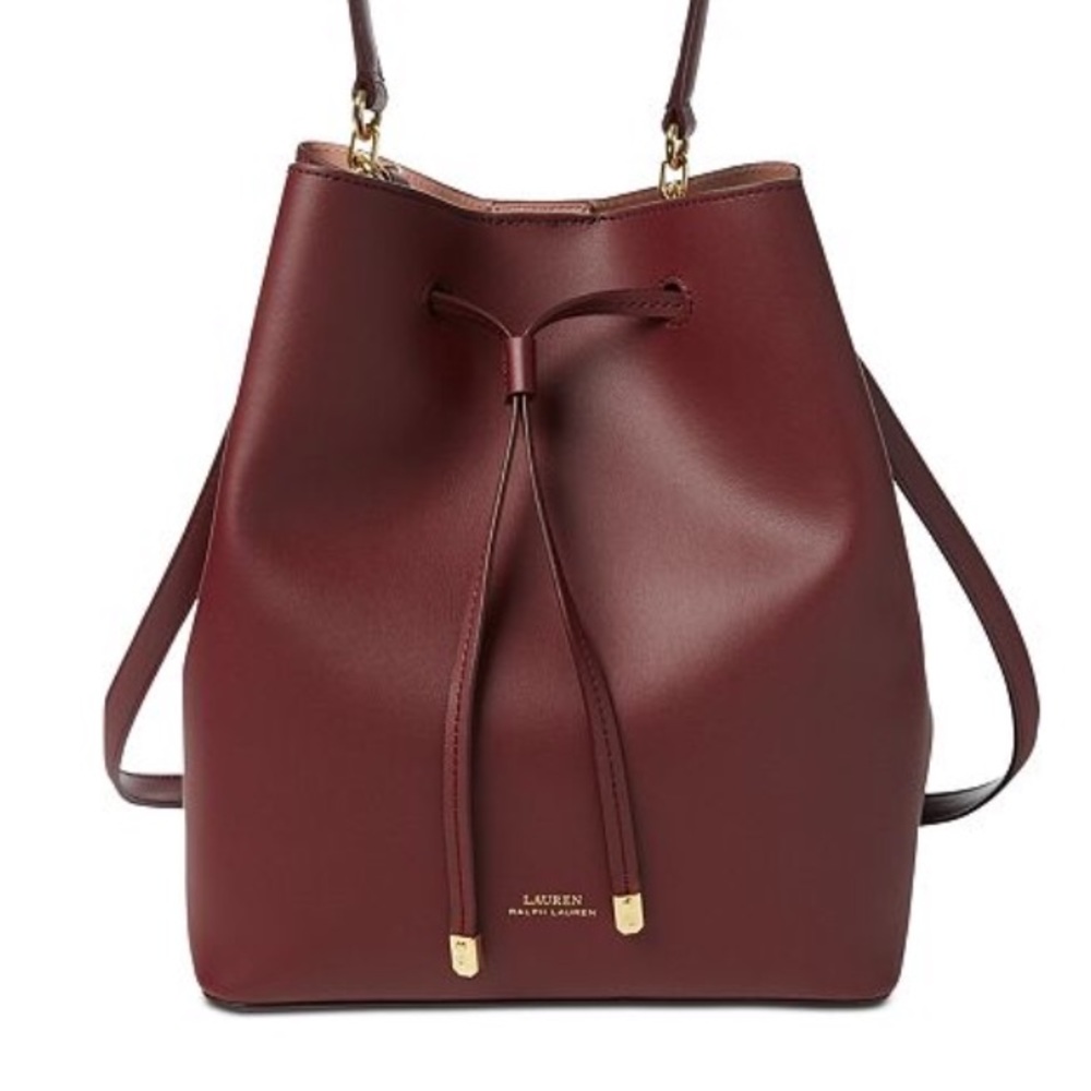 Leather Merlot Ralph Lauren Bucket Purse